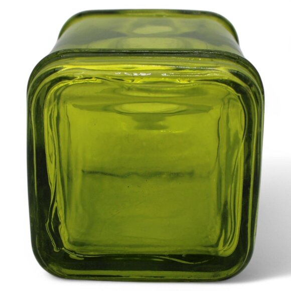 Vintage Olive Green Square Glass Apothecary Bottle Jar Decorative - Picture 5 of 6